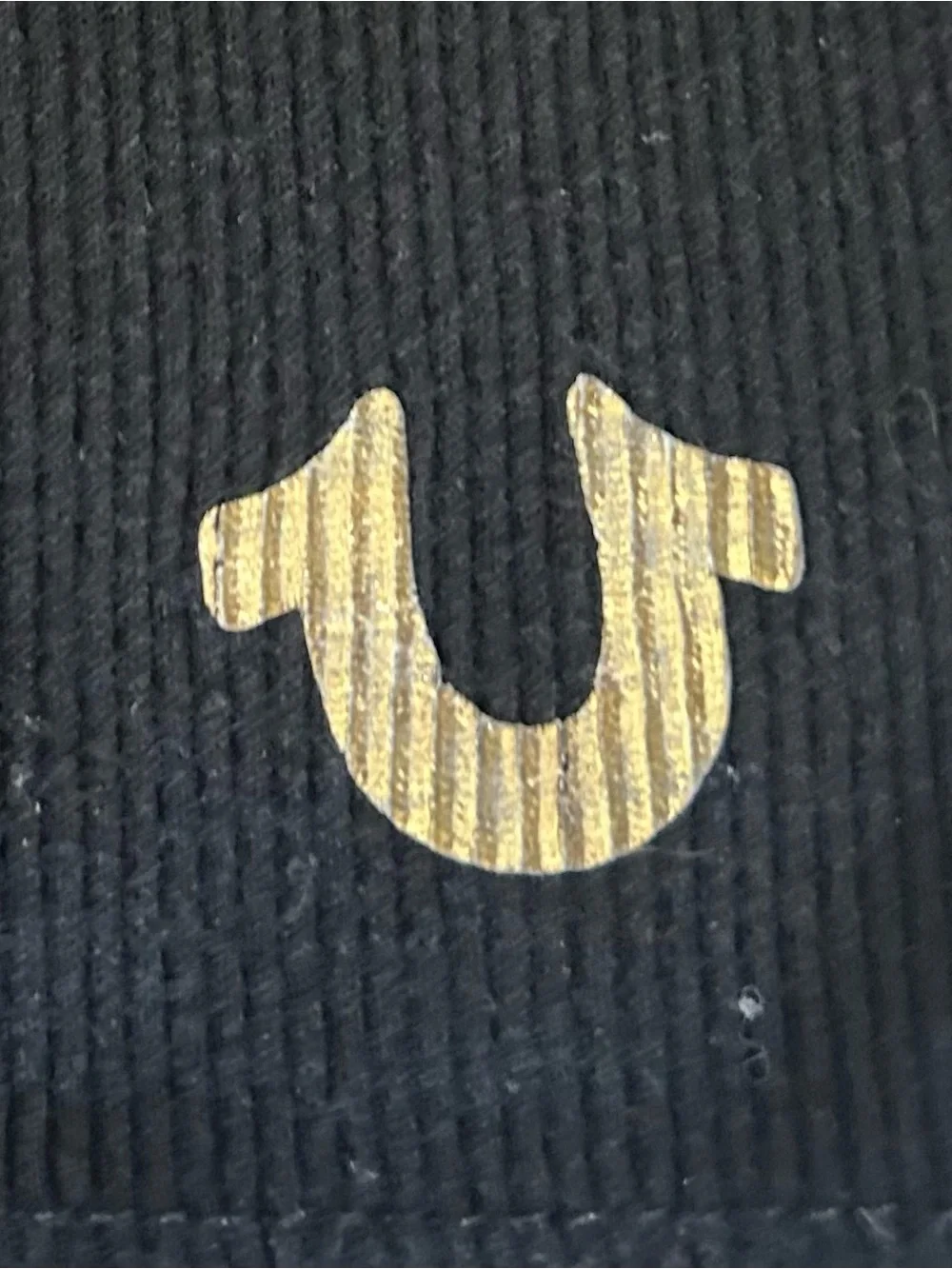True Religion Black Ribbed Logo Tank